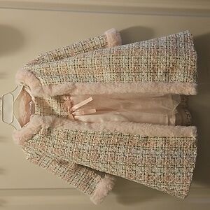 🆕️ Pink & Gold 18M 2-piece Winter Wonderland Coat & Dress set